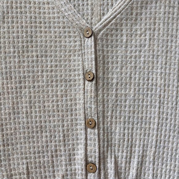 Eddie Bauer Waffle Knit Thermal Tie Front Button Up T-Shirt Womens SM Cabincore - Picture 5 of 13